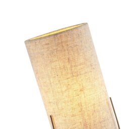 Rackhams Sleek Antique Brass Metal Table Lamp with Cylindrical Linen Shade - thumbnail 4