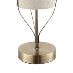 Rackhams Sleek Antique Brass Metal Table Lamp with Cylindrical Linen Shade - thumbnail 3