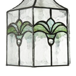 Rackhams Classic Lantern Tiffany Pendant Shade with Clear Water Glass and Emerald Green - thumbnail 5