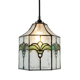 Rackhams Classic Lantern Tiffany Pendant Shade with Clear Water Glass and Emerald Green - thumbnail 2