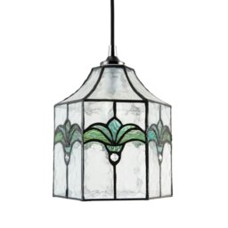 Rackhams Classic Lantern Tiffany Pendant Shade with Clear Water Glass and Emerald Green
