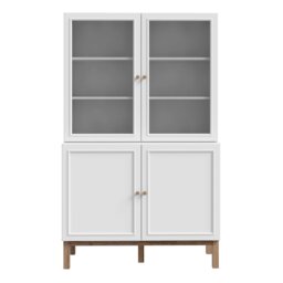 Rackhams Wensley Display Cabinet with 2 Doors and 2 Glass Doors in Light Grey and Oak - Full Assembly Required - Light Grey & Oak - Matt - thumbnail 2