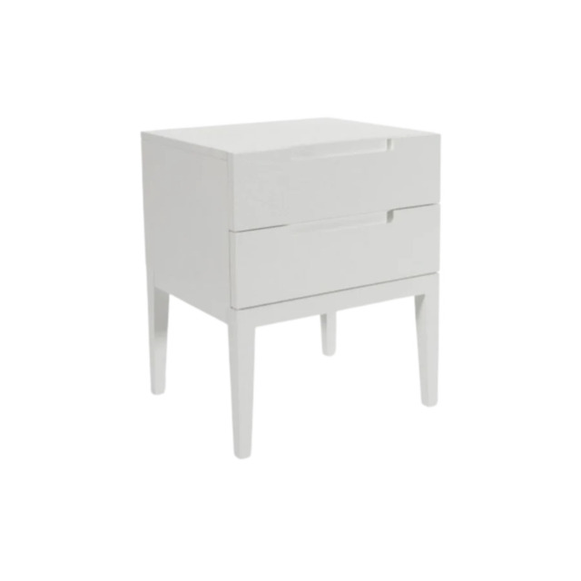 Rackhams Orchid White Oak Wood 2 Drawer Bedside Table by Twenty10 Designs - White - image 1