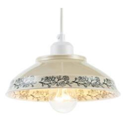 Rackhams Cream Gloss Ceramic Pendant Light Shade with Navy Blue Floral Design - thumbnail 2