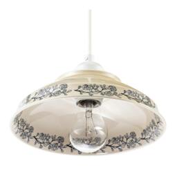Rackhams Cream Gloss Ceramic Pendant Light Shade with Navy Blue Floral Design - thumbnail 5