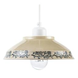 Rackhams Cream Gloss Ceramic Pendant Light Shade with Navy Blue Floral Design - thumbnail 4