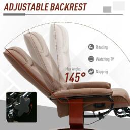Rackhams Faux Leather Armchair, with 145° Reclining Back and Footrest - Brown - thumbnail 4