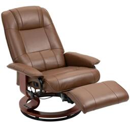 Rackhams Faux Leather Armchair, with 145° Reclining Back and Footrest - Brown - thumbnail 1