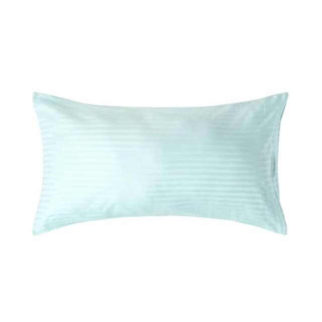 Rackhams Silky 330 TC Egyptian Cotton Satin Stripe Housewife Pillowcase, King Size - Aqua Blue - image 1