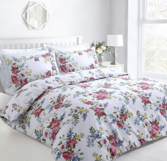 Rackhams Vintage Floral Printed Cotton Blend Duvet Cover and Pillowcase Set - Multi - Super King - image 1