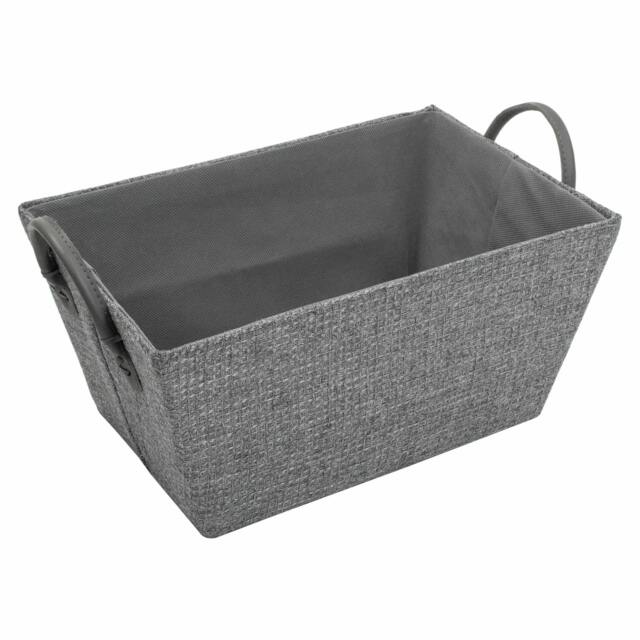 Rackhams Chroma Rectangular Fabric Storage Baskets with Handles for Home Organisation, Grey - image 1