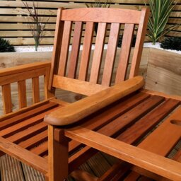 Rackhams 2 Person Wooden Garden Bench Love Seat & Table Garden Furniture - thumbnail 5