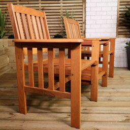 Rackhams 2 Person Wooden Garden Bench Love Seat & Table Garden Furniture - thumbnail 4
