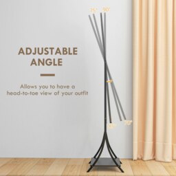 Rackhams Freestanding Full Length Mirror Adjustable Full Body Mirror w/ Shelf - Black - thumbnail 3