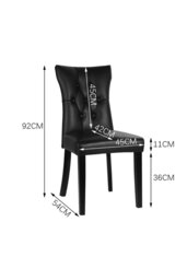 Rackhams 3-piece Set of Round Dining Table & 2 PU Leather Dining Chairs Coffee Table Set - Black - thumbnail 5