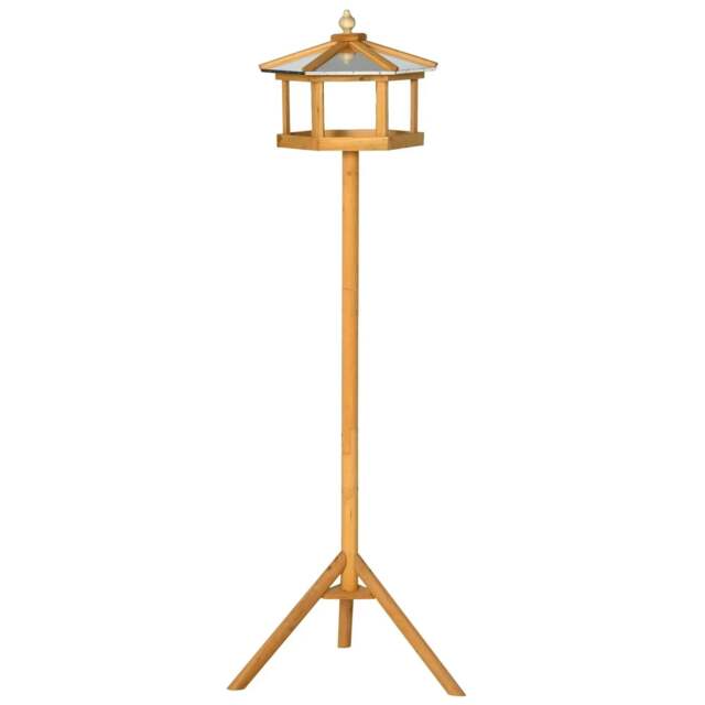 Rackhams Wooden Bird Table for the garden Feeding Station, 153Hcm - Natural wood finish - image 1