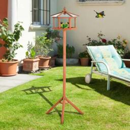 Rackhams Wooden Bird Table for the garden Feeding Station, 153Hcm - Natural wood finish - thumbnail 2