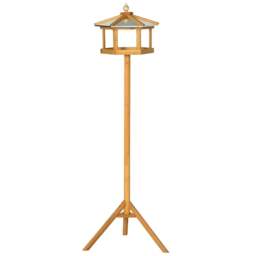 Rackhams Wooden Bird Table for the garden Feeding Station, 153Hcm - Natural wood finish - thumbnail 1