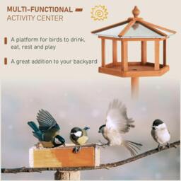 Rackhams Wooden Bird Table for the garden Feeding Station, 153Hcm - Natural wood finish - thumbnail 6