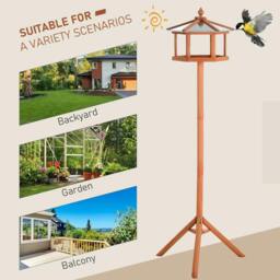 Rackhams Wooden Bird Table for the garden Feeding Station, 153Hcm - Natural wood finish - thumbnail 4