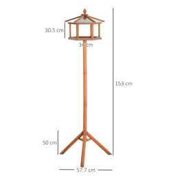 Rackhams Wooden Bird Table for the garden Feeding Station, 153Hcm - Natural wood finish - thumbnail 3