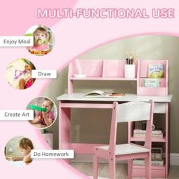 Rackhams ZONEKIZ Two-Piece Kids Desk and Chair Set with Storage, for Ages 5-8 Years - Pink - thumbnail 5
