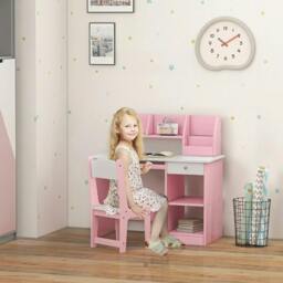 Rackhams ZONEKIZ Two-Piece Kids Desk and Chair Set with Storage, for Ages 5-8 Years - Pink - thumbnail 2
