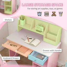 Rackhams ZONEKIZ Two-Piece Kids Desk and Chair Set with Storage, for Ages 5-8 Years - Pink - thumbnail 4
