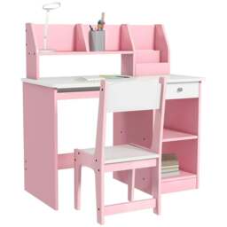 Rackhams ZONEKIZ Two-Piece Kids Desk and Chair Set with Storage, for Ages 5-8 Years - Pink - thumbnail 1