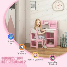 Rackhams ZONEKIZ Two-Piece Kids Desk and Chair Set with Storage, for Ages 5-8 Years - Pink - thumbnail 6