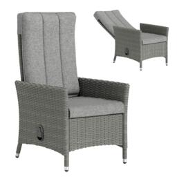 Rackhams Rattan Garden Recliner Chair with Adjustable Backrest, Light Grey - 59W x 59D x 100H cm - 1 - Steel, PE rattan, fibre cloth, cotton - thumbnail 2