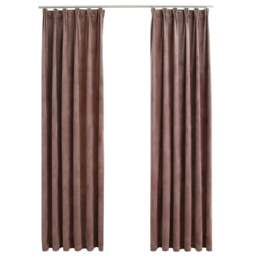 Rackhams Blackout Curtains 2pcs with Hooks Velvet Antique Pink 140x245cm - 100% Polyester velvet - thumbnail 2