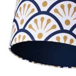Rackhams Unique Moroccan Floral Designer 25cm Navy Midnight Blue and Ochre Drum Lampshade - thumbnail 5