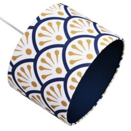 Rackhams Unique Moroccan Floral Designer 25cm Navy Midnight Blue and Ochre Drum Lampshade - thumbnail 4