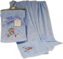 Rackhams Fleece Baby Blanket Layered Wrap - 75x100 cm Supersoft Owl Design Gift Set for Newborn Babies Girl/Boy, Infant