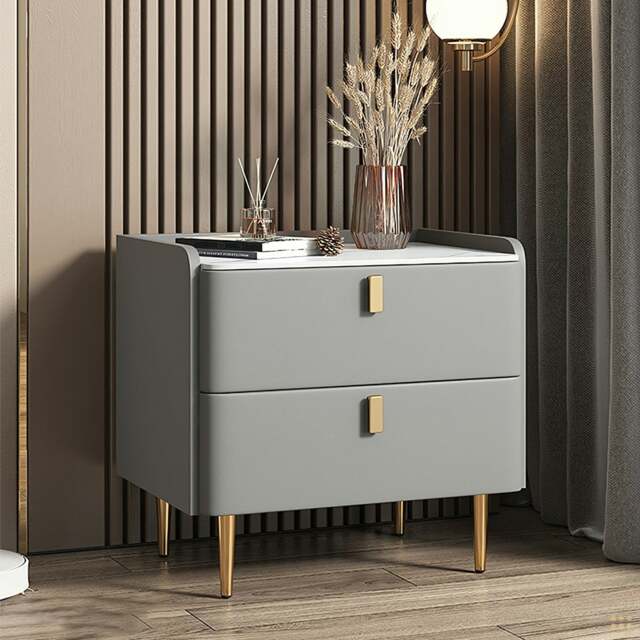 Rackhams Ana Bedside Table - 45cm - Light Grey