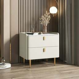Rackhams Ana Bedside Table - 45cm - Light Grey - thumbnail 3