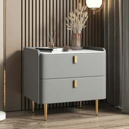 Rackhams Ana Bedside Table - 45cm - Light Grey - thumbnail 1