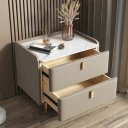 Rackhams Ana Bedside Table - 45cm - Light Grey - thumbnail 5