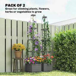 Rackhams 2 Pack Raised Garden Bed with Trellis and Removable Drainage Tray - thumbnail 4