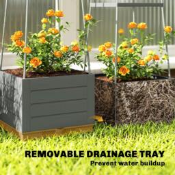 Rackhams 2 Pack Raised Garden Bed with Trellis and Removable Drainage Tray - thumbnail 5