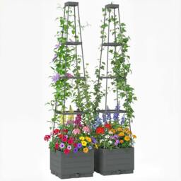 Rackhams 2 Pack Raised Garden Bed with Trellis and Removable Drainage Tray - thumbnail 2