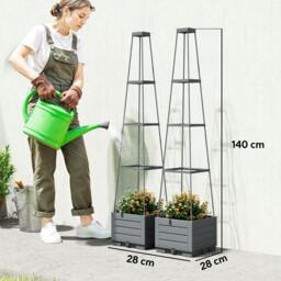 Rackhams 2 Pack Raised Garden Bed with Trellis and Removable Drainage Tray - thumbnail 3