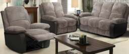 Rackhams Sienna Recliner Sofa Set: Jumbo Cord Fabric for Ultimate Relaxation - Grey - 3 Seater only - thumbnail 2