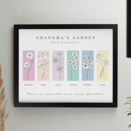 Rackhams Personalised Birth Flower Family of 6 Black Framed Print - thumbnail 4