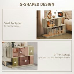 Rackhams Modern Narrow End Table, S-Shaped Nightstand, Natural Wood Finish - 90 x 30 cm - MDF - 90 x 30 x 61 cm - thumbnail 3