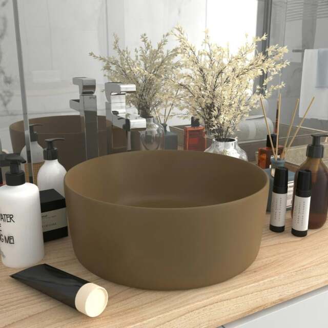 Rackhams Luxury Wash Basin Round Matt Cream 40x15 cm Ceramic