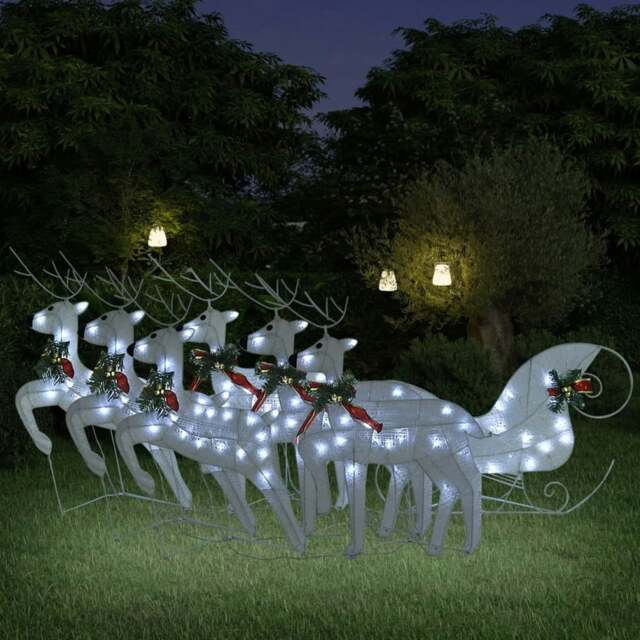Rackhams Reindeer & Sleigh Christmas Decoration 140 LEDs Outdoor White