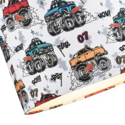 Rackhams Modern and Colourful Monster Trucks Kids Cotton Fabric Drum Lamp Shade - 25cm - thumbnail 3