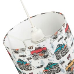 Rackhams Modern and Colourful Monster Trucks Kids Cotton Fabric Drum Lamp Shade - 25cm - thumbnail 5